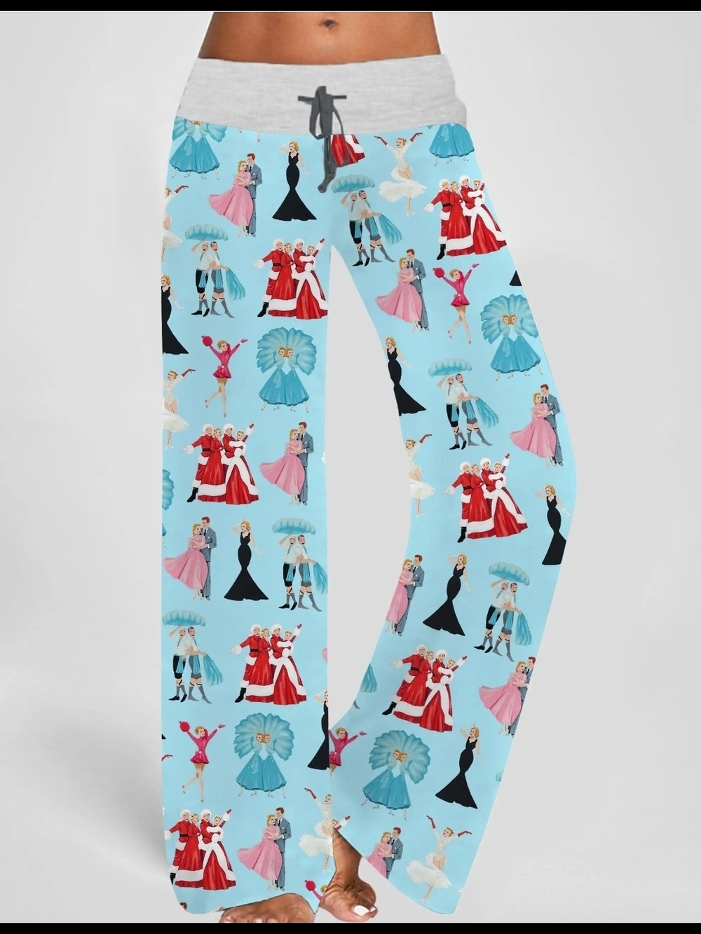 NWT SheShow White Christmas Contrast Wide Leg Pants For Women, Medium